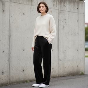 Jones New York Velour Pants women’s Small Black Pull On Stretch Straight Leg